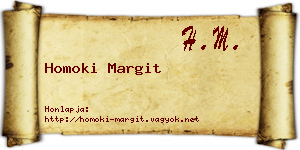 Homoki Margit névjegykártya